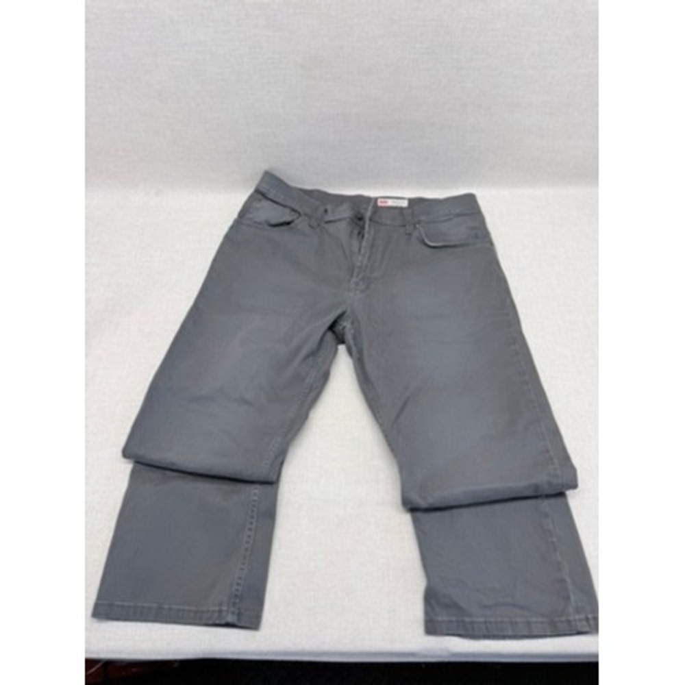 Wrangler Premium Quality Mens Straight Leg Pants Gray 34x30 Stretch Cotton Chino